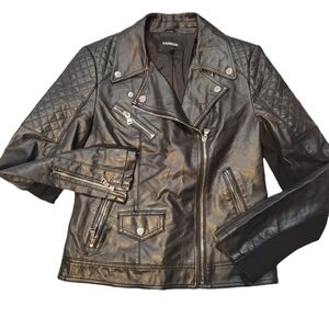 Express Faux Leather Womens Motorcycle Jacket Size M #1003